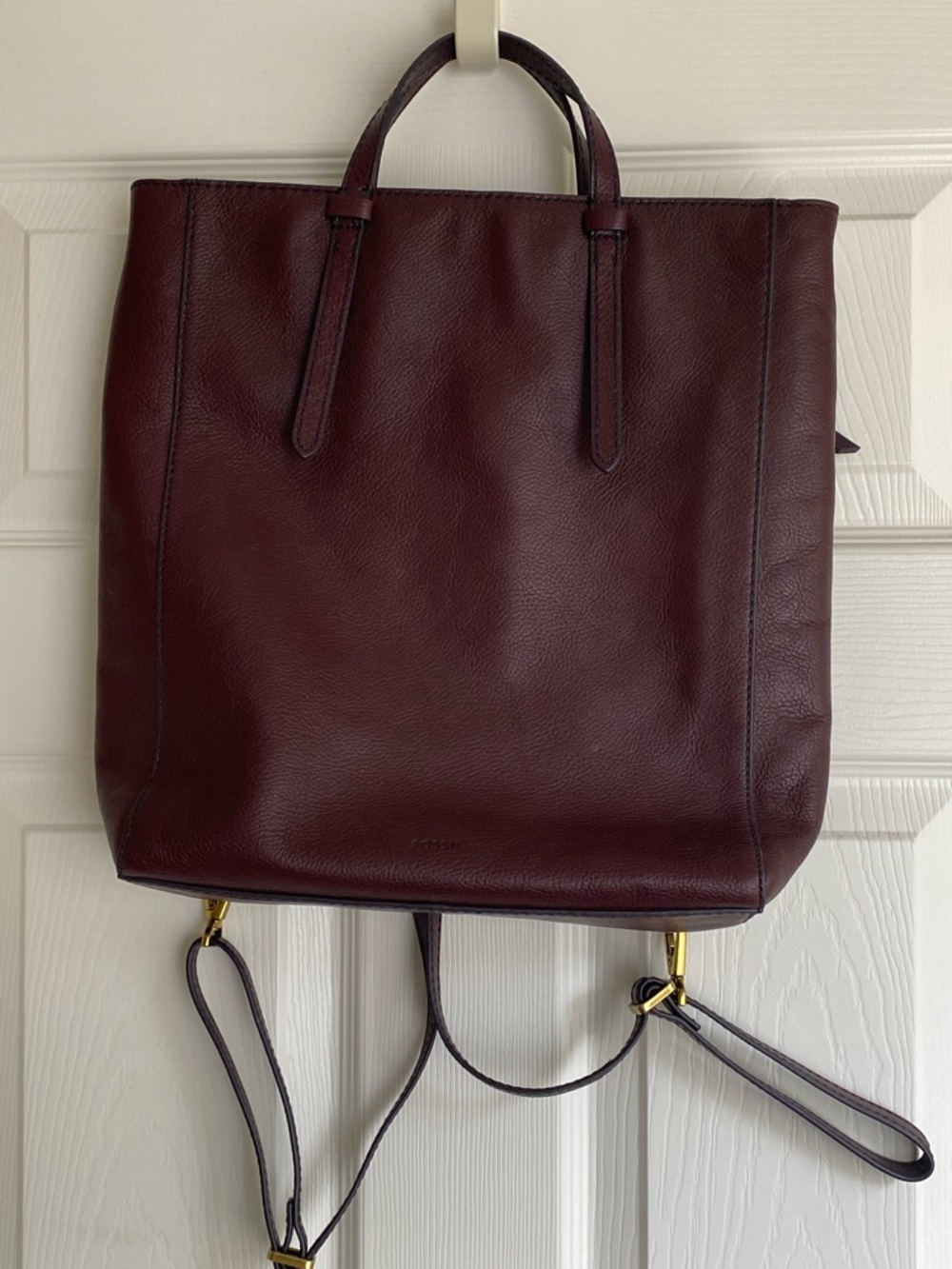 Fossil leather Camilla convertible backpack Tote Backpack in Deep Burgundy